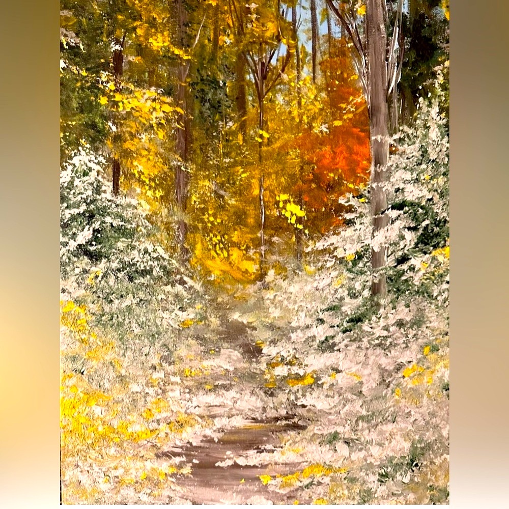 ORIGINAL ACRYLIC WINTER LANDSCAPE PAINTING “frosty fall”
